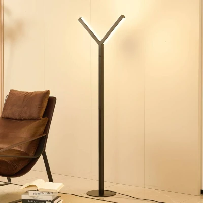 Afbeelding van Lucande LED vloerlamp met dimmer CCT 2lichts IJzer, polycarbonaat H: 150 cm zwart Inclusief lichtbronnen