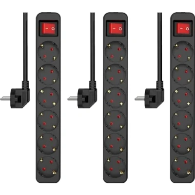 Afbeelding van ELRO ES106 Stekkerdoos 6W Schakelaar Zwart 3 Pack