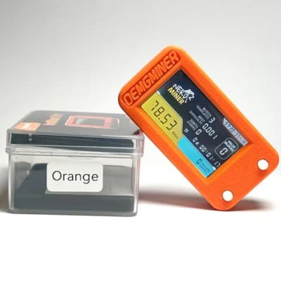 Afbeelding van NerdMiner V2 Pro 78KH/s Bitcoin Solo Loterij Miner Win 3.125 BTC met laag stroomverbruik USB C kabel WiFi verbinding (oranje)