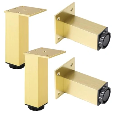 Afbeelding van SZLXJMFL Tafelpoten goud, meubelpoten, 4 stuks tafelpoten, vierkant, in hoogte verstelbaar, hoogte: 6 40 cm, geanodiseerd oppervlak, salontafel/tv tafel/commode/nachtkastpoten, aluminiumlegering, 20