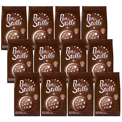 Afbeelding van MULINO BIANCO Pan di stelle Italiaanse chocoladekoekjes met ijssterren 350g x 12 pakketten (Pan stelle, x12)