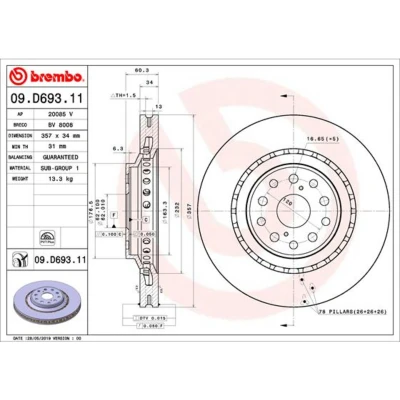 Afbeelding van Brembo Remschijven 09.D693.11