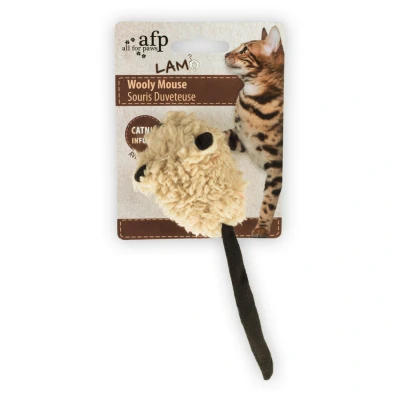 Afbeelding van Afp Wooly Mouse Lamswol Met Piep En Catnip Assorti 7X7X3 CM
