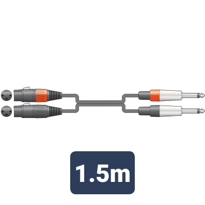 Afbeelding van akkoord 26J 2XF150 1,5 m 2 x 6,3 mm Mono Jack naar XLRF lood