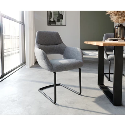 Afbeelding van sledemodel Yago Flex met armleuning rond zwart structuur lichtgrijs