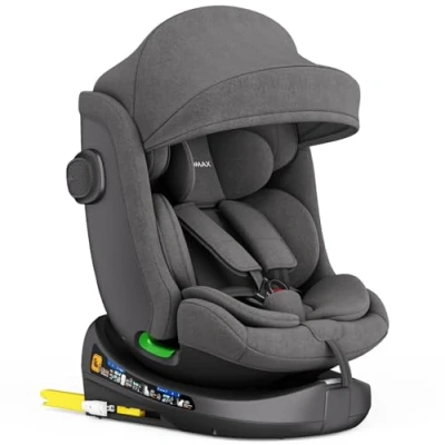 Afbeelding van Kinderzitje, 360 graden draaibaar, met Isofix, ECE R129, 0 36 kg, verstelbaar, kantelbaar, ademende overtrek, 5 punts gordelsysteem, Top Tether, kinderzitje voor baby&#039;s en kinderen van tot 12 jaar