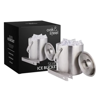 Afbeelding van Premium ijsemmer 2 liter Elegant Zilverkleurig Dubbelwandig Geïsoleerd Roestvrij Staal met Handvat en Deksel Inclusief Tang Perfect voor BBQ&#039;s Cocktail feestjes, Verjaardagen Jubilea