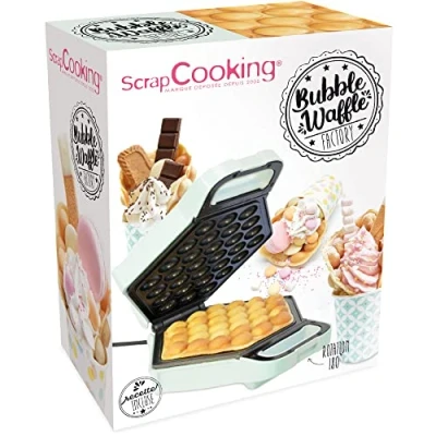 Afbeelding van ScrapCooking Bubble Waffle Factory Hong Kong Wafelmachine Elektrische wafelijzer voor Egg Waffles Bakballen 180 Rotatie, Anti aanbaklaag &amp; Compact Groen