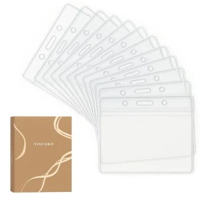 Afbeelding van YISCOKO 12pcs Plastic Kaarthouder, Transparante Horizontale Waterdichte ID Badge Kaarthouder Naam Badges 3.95&quot; (L*W)