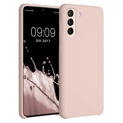Afbeelding van kwmobile telefoonhoesje geschikt voor Samsung Galaxy S21 Plus Hoesje met siliconen coating Smartphone case in kokosmelk
