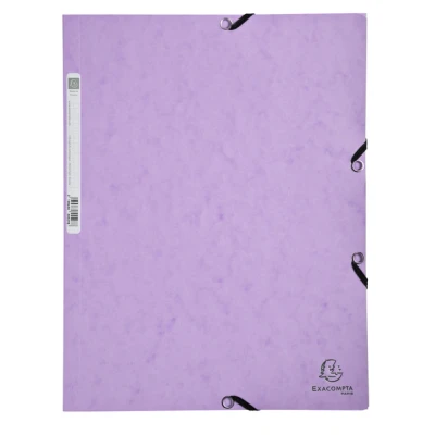 Afbeelding van Exacompta Ref. 55535E 1 elastische map tas met 3 kleppen van glanzend karton 400 g/m² afmetingen 24 x 32 cm voor documenten in A4 formaat kleur: lila