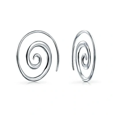 Afbeelding van Boho gehamerde geometrische ronde labyrint werveldraad spiraal hoepel threader stud oorbellen voor vrouwen tieners geel 14K verguld .925 sterling zilver, 0.85, Metaal, Geen edelsteen