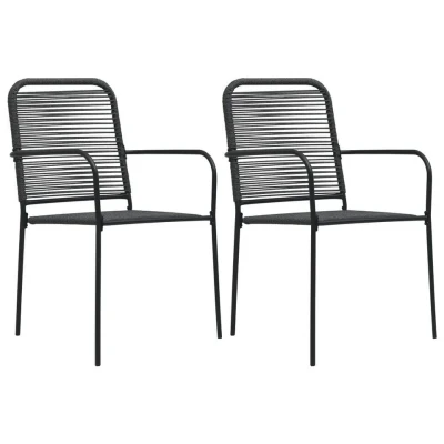 Afbeelding van Tuinstoelen 2 st katoenen touw en staal zwart