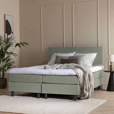 Afbeelding van 2 Persoons Boxspring Julia Comfort Groen 180x200 cm Pocketvering Inclusief Topper Dekbed Discounter.nl