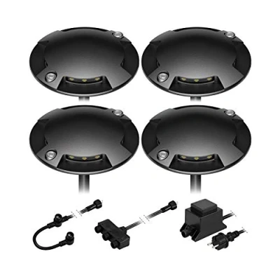 Afbeelding van ledscom.de LED opbouw vloerlamp Bunda, 4 vlam, voor buiten, zwart, berijdbaar, warm wit, set van