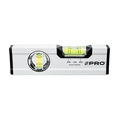 Afbeelding van PRO600 Mini waterpas 17cm met 2% helling Ergonomisch profiel en ERS+ (Easy Reading System) Nauwkeurige kleine Antischokabsorberende eindkappen Kleur Wit