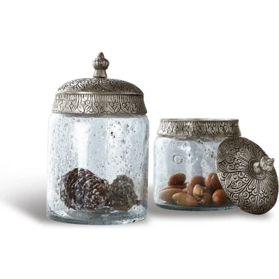 Afbeelding van LOBERON Glazen pot set van 2 Laurnena helder/zilverkleurig