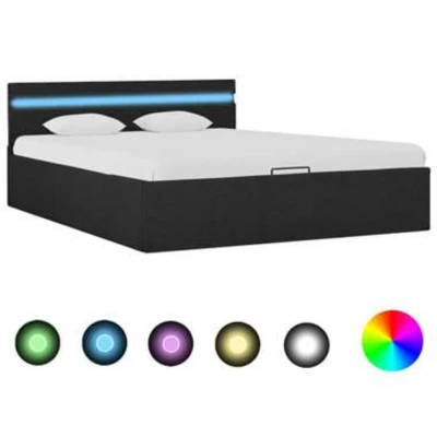 Afbeelding van VIDAXL Bedframe met opslag en LED stof donkergrijs 140x200 cm