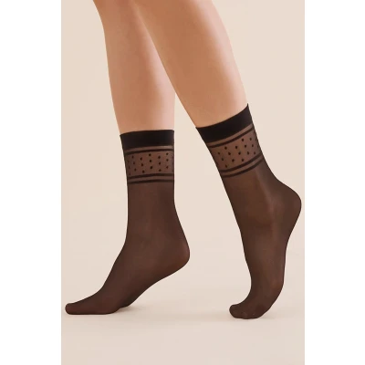 Afbeelding van Panty Sokjes Streepjes &amp; Stipjes Zwart Maat: One size Model: Nebi