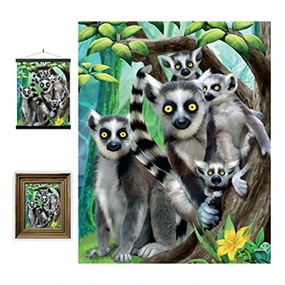 Afbeelding van 3D LiveLife Lenticulaire Kunstafdrukken aan de muur Ringstaartmaki van Deluxebase. Niet ingelijste Wild Dier Poster. Origineel kunstwerk onder licentie bekende kunstenaar Michael Searle