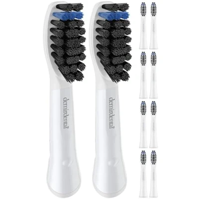 Afbeelding van demirdental opsteekborstels voor Oral B Pulsonic met actieve kool, medium opzetborstels, reserveborstels natuurlijke reiniging, 10 stuks
