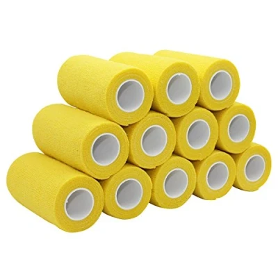 Afbeelding van COMOmed Vet Wrap Bandages Cohesive Tape 10cm x 4.5m 12 Rolls Yellow…