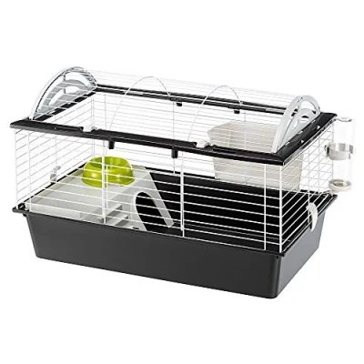 Afbeelding van Ferplast 57065070 CASITA 80, kooi voor cavia&#039;s en kleine dieren. Ontworpen met een afgerond te openen dak, accessoires zijn inbegrepen, gemaakt van gelakt wit metaal kunststof, 78 x 48 h 50 cm, S
