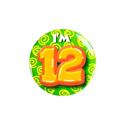 Afbeelding van Paper Dreams Button I&#039;m 12 Junior 5,5 Cm Staal Groen/oranje