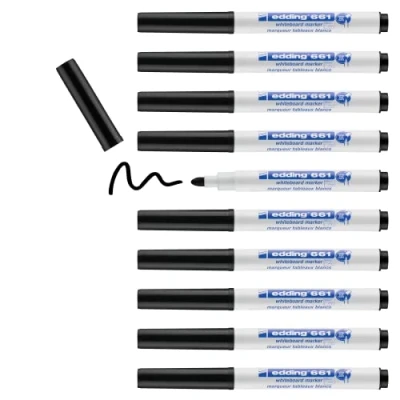 Afbeelding van edding 661, marker voor whiteboard, zwart, 10 stuks