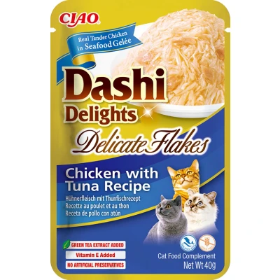 Afbeelding van Ciao Dashi Delights Delicate Flakes Kattenvoer Nat Chicken&amp;Tuna 40 gr