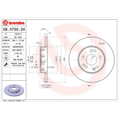 Afbeelding van Brembo Remschijf 08.4750.34