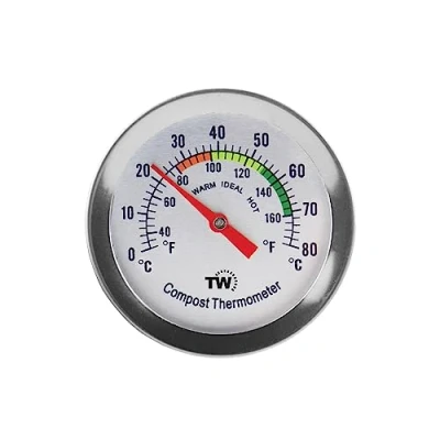 Afbeelding van Compostthermometer roestvrijstalen wijzerplaat thermometer voor compostering in huis en achtertuin 50 mm diameter C &amp; F wijzerplaat, 295 temperatuursonde compostversneller