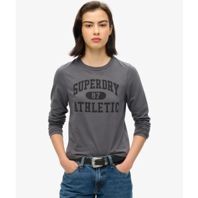 Afbeelding van Superdry Vrouwen Athletic Essentials Slimfit Ringertop met Lange Mouwen Donkergrijs Grootte: 42