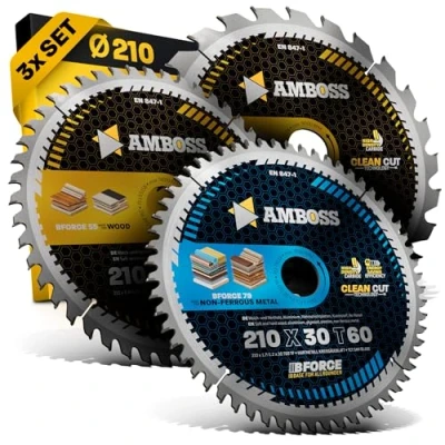 Afbeelding van AMBOSS WERKZEUGE® Ø210 x 30 handcirkelzaagbladenset geschikt voor Makita 5008 MG, Festool TS75EBQ 210 zaagblad assortiment