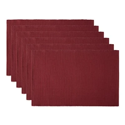 Afbeelding van DII Basic Everyday geribbeld tafelblad 100% katoen, placematset, 13x19, wijn, 6 delig