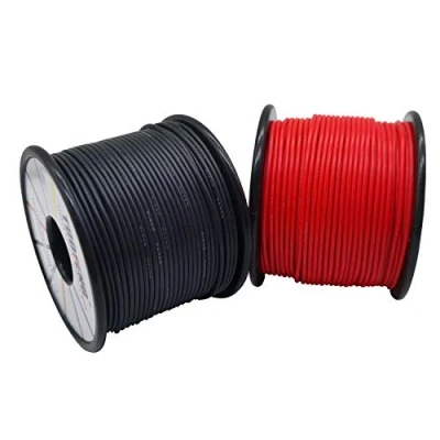 Afbeelding van TUOFENG 22 AWG elektrische kabel, 61 meter zwarte draad en rode draad, flexibele siliconen gauge gevlochten kabelspoel van vertind koperdraad