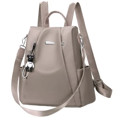 Afbeelding van Eshow Anti diefstal rugzak voor dames, multifunctionele rugzak, Casual en modieuze tas reizen, school, werk, winkelen, bezoeken universiteit, Grijs standaardmodel, L,