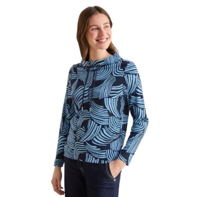 Afbeelding van Cecil Bedruckts Longsleeve, Dames, Maat: Large, Blau