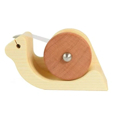 Afbeelding van Plakfilmaroller/plakbanddispenser/tafeldispenser &#039;slakken&#039; van esdoorn en perenhout incl. gratis plakfolie 15 mm handgemaakt in Duitsland