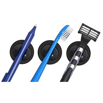 Afbeelding van Schneider Klick Fix Universele houder (zelfklevende voor tandenborstels, kabels, pennen en nog veel meer, tot max. 150 g) 5 delige set, zwart