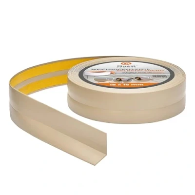Afbeelding van Quest Zachte plint, zelfklevend, 18 mm x mm, knikstrip, eindstrip voor keuken, badkamer, afdichtingstape, pvc, flexibel, waterdicht, decoratief, 5 meter, beige