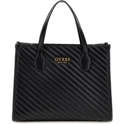 Afbeelding van GUESS Handtas Schoudertas Silvana 2 Compartment Tote Black Zwart