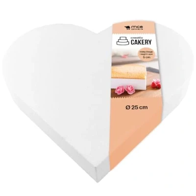 Afbeelding van MCE Commerce A39957325 Taarten Dummy piepschuim schijf, wit, hart 25 cm, H 5 cm