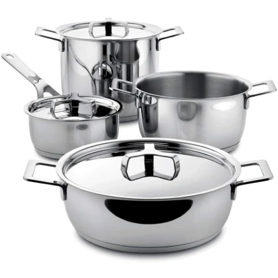 Afbeelding van Alessi Pannenset Pots&amp;Pans AJM100S7 4 Delig door Jasper Morrison