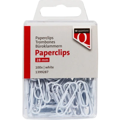 Afbeelding van Paperclip Quantore 28mm wit 100 stuks Blister a stuk 10
