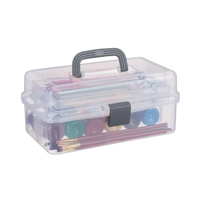 Afbeelding van Relaxdays opbergbox met 9 vakken plastic naaidoos gereedschapskist assortimentsdoos grijs