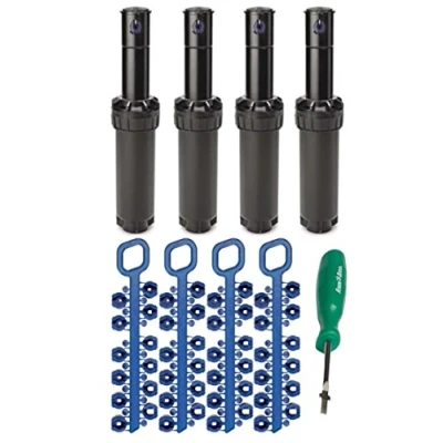 Afbeelding van Rain Bird 5000 Series Rotor Sprinkler Heads bundel door ItemEyes met Nozzles en Adjustment Tool (4 PACK); 5004 PC model deel cirkel 4 inch popup hoogte
