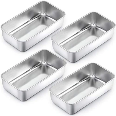 Afbeelding van Homikit Bakvorm, roestvrij staal, 4 delige set, rechthoekige broodvorm voor brood, cake, toast, gezond, gemakkelijk te reinigen en vaatwasmachinebestendig, 23,5 cm x 12,6 6