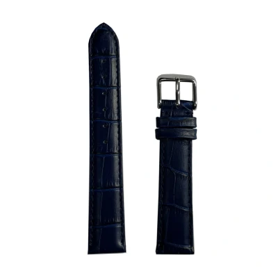 Afbeelding van Horlogeband uitvoering 2 18mm Blauw Echt leer in croco print Roestvrijstalen gesp