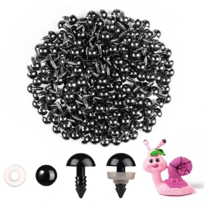 Afbeelding van Mucunnia 200 stuks 10 mm Amigurumi veiligheidsogen met van kunststof, zwart, voor speelgoed haken, pluche dieren en poppen